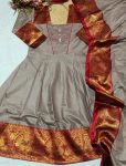 4TRADITIONAL KANCHI COTTON ZARI KANCHI BORDER WORK GOWN WITH DUPATTA WEDDING WEAR WHOLESALE PRICE ETHNIC GARMENT (6)