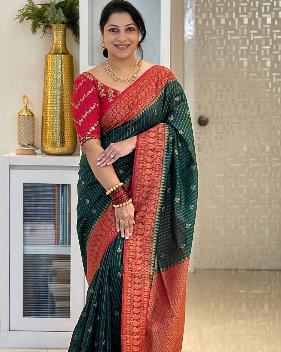 4TRENDING BANARASI LICHI SILK JACQUARD WORK SAREE WITH UNSTITCHED BLOUSE FESTIVE WEAR WHOLESALE PRICE ETHNIC GARMENT (17)