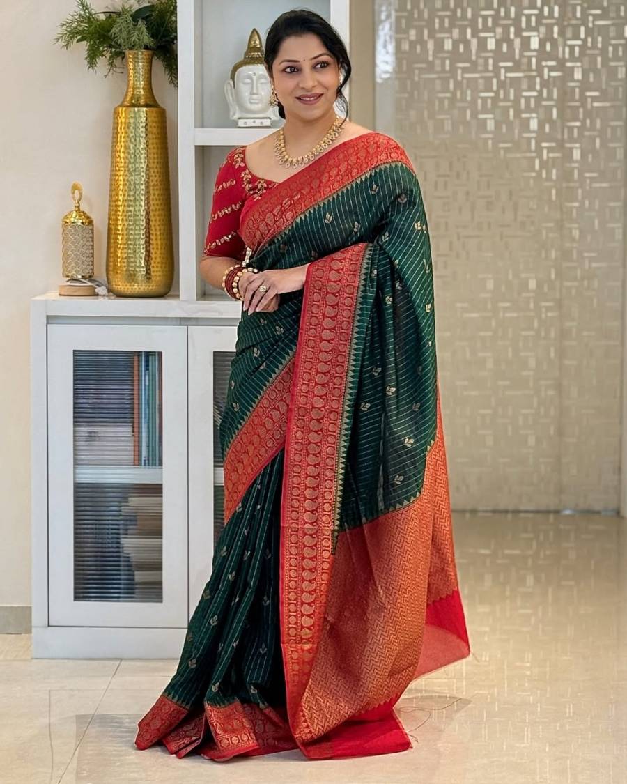 4TRENDING BANARASI LICHI SILK JACQUARD WORK SAREE WITH UNSTITCHED BLOUSE FESTIVE WEAR WHOLESALE PRICE ETHNIC GARMENT (19)