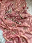 5DESIGNER SPACE SILK EMBROIDERY BEADS WORK HEAVY BUTTA WITH TONE ARC WORK SAREE WITH STITCHED BLOUSE WEDDING WEAR WHOLESALE PRICE ETHNIC GARMENT (29)