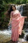 DESIGNER SPACE SILK EMBROIDERY BEADS WORK HEAVY BUTTA WITH TONE ARC WORK SAREE WITH STITCHED BLOUSE PEACH