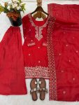 5FANCY GMY SILK EMBROIDERY BEADS WORK TOP PALAZZO WITH DUPATTA FESTIVE WEAR WHOLESALE PRICE ETHNIC GARMENT (41)