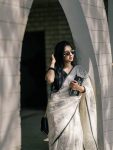 5FANCY LINEN COTTON FLOWERS DIGITAL PRINTED WORK SAREE WITH UNSTITCHED BLOUSE FESTIVE WEAR WHOLESALE PRICE ETHNIC GARMENT (21)