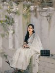 5FANCY LINEN COTTON FLOWERS DIGITAL PRINTED WORK SAREE WITH UNSTITCHED BLOUSE FESTIVE WEAR WHOLESALE PRICE ETHNIC GARMENT (21)