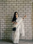 5FANCY LINEN COTTON FLOWERS DIGITAL PRINTED WORK SAREE WITH UNSTITCHED BLOUSE FESTIVE WEAR WHOLESALE PRICE ETHNIC GARMENT (21)