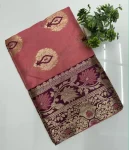5LATEST BANARASI SILK FLOWERS AND MINA & ZARI WEAVING RICH PALLU WITH UNIQUE BORDER WORK SAREE WITH UNSTITCHED BLOUSE FESTIVE WEAR WHOLESALE PRICE ETHNIC GARMENT (3)