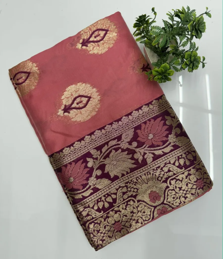 5LATEST BANARASI SILK FLOWERS AND MINA & ZARI WEAVING RICH PALLU WITH UNIQUE BORDER WORK SAREE WITH UNSTITCHED BLOUSE FESTIVE WEAR WHOLESALE PRICE ETHNIC GARMENT (4)