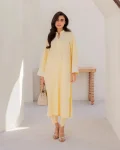 MODERN CHANDERI EMBROIDERY SEQUENCE WORK  TOP BOTTOM WITH DUPATTA LIGHT YELLOW