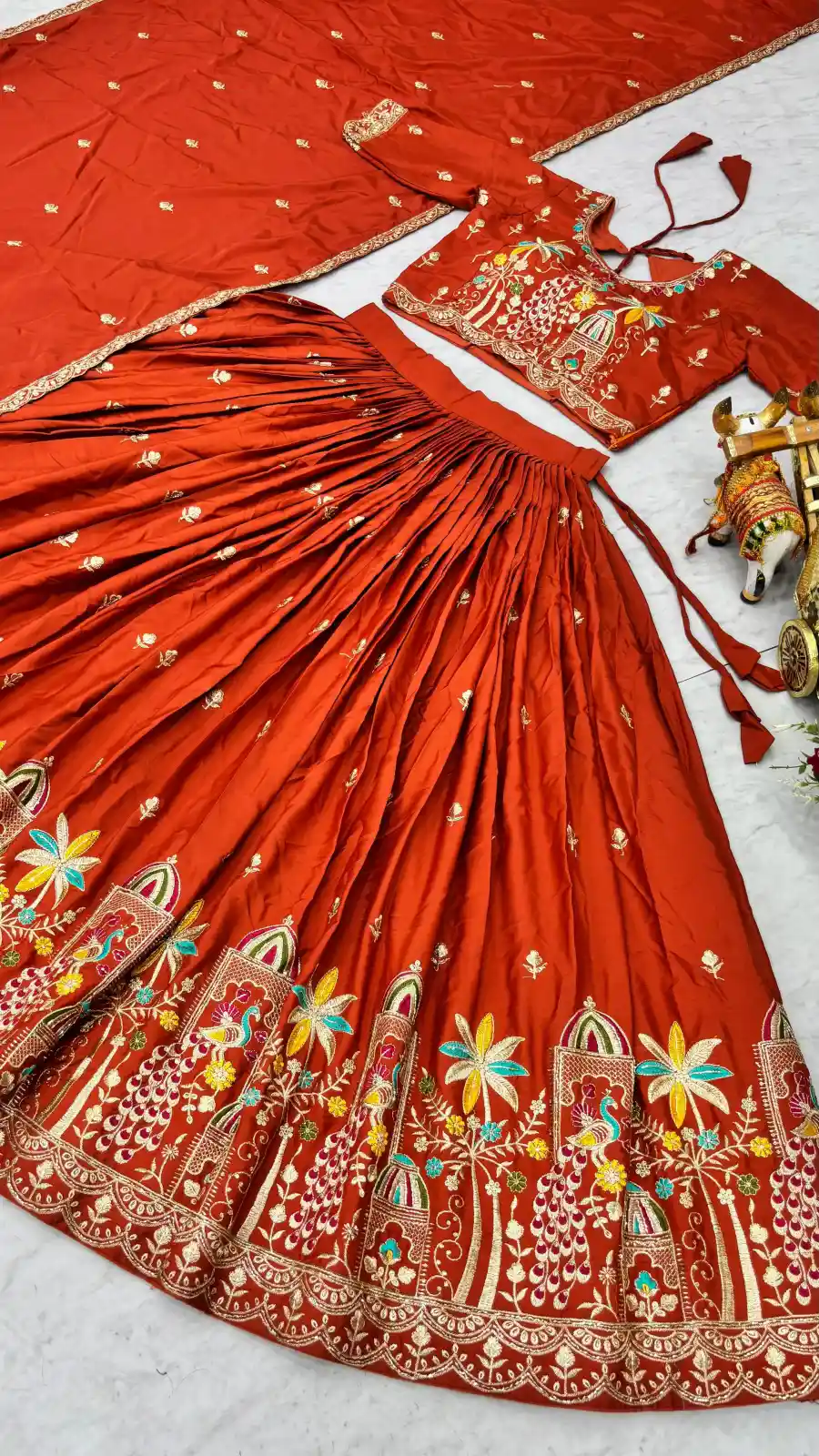 5MODERN CREPE SILK EMBROIDERY SEQUENCE WORK WITH THREAD WORK LEHENGA CHOLI WITH DUPATTA WEDDING WEAR WHOLESALE PRICE ETHNIC GARMENT (12)