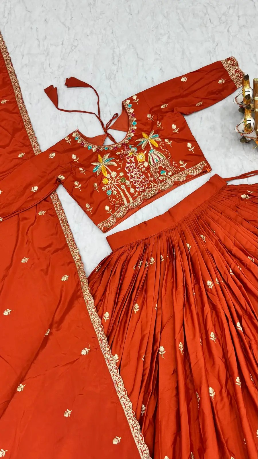 5MODERN CREPE SILK EMBROIDERY SEQUENCE WORK WITH THREAD WORK LEHENGA CHOLI WITH DUPATTA WEDDING WEAR WHOLESALE PRICE ETHNIC GARMENT (7)