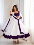 5MODERN FENDY SILK EMBROIDERY SEQUENCE WORK GOWN BOTTOM WITH DUPATTA FESTIVE WEAR WHOLESALE PRICE ETHNIC GARMENT (1)