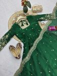 5MODERN FENDY SILK EMBROIDERY SEQUENCE WORK GOWN BOTTOM WITH DUPATTA FESTIVE WEAR WHOLESALE PRICE ETHNIC GARMENT (29)