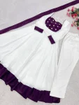 5MODERN FENDY SILK EMBROIDERY SEQUENCE WORK GOWN BOTTOM WITH DUPATTA FESTIVE WEAR WHOLESALE PRICE ETHNIC GARMENT (1)
