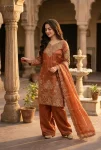 5MODERN GMY SILK EMBROIDERY SEQUENCE WORK TOP BOTTOM WITH DUPATTA FESTIVE WEAR WHOLESALE PRICE ETHNIC GARMENT (16)