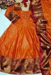 5TRADITIONAL KANCHI COTTON ZARI KANCHI BORDER WORK GOWN WITH DUPATTA WEDDING WEAR WHOLESALE PRICE ETHNIC GARMENT (12)