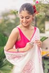 6FANCY LINEN COTTON FLOWERS DIGITAL PRINTED WORK SAREE WITH UNSTITCHED BLOUSE FESTIVE WEAR WHOLESALE PRICE ETHNIC GARMENT (12)