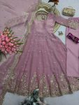 6MODERN FENDY SILK EMBROIDERY SEQUENCE WORK GOWN BOTTOM WITH DUPATTA FESTIVE WEAR WHOLESALE PRICE ETHNIC GARMENT (7)