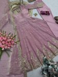6MODERN FENDY SILK EMBROIDERY SEQUENCE WORK GOWN BOTTOM WITH DUPATTA FESTIVE WEAR WHOLESALE PRICE ETHNIC GARMENT (7)