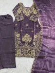 6MODERN GMY SILK EMBROIDERY SEQUENCE WORK TOP BOTTOM WITH DUPATTA FESTIVE WEAR WHOLESALE PRICE ETHNIC GARMENT (53)