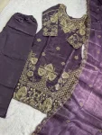 6MODERN GMY SILK EMBROIDERY SEQUENCE WORK TOP BOTTOM WITH DUPATTA FESTIVE WEAR WHOLESALE PRICE ETHNIC GARMENT (53)