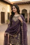 6MODERN GMY SILK EMBROIDERY SEQUENCE WORK TOP BOTTOM WITH DUPATTA FESTIVE WEAR WHOLESALE PRICE ETHNIC GARMENT (53)