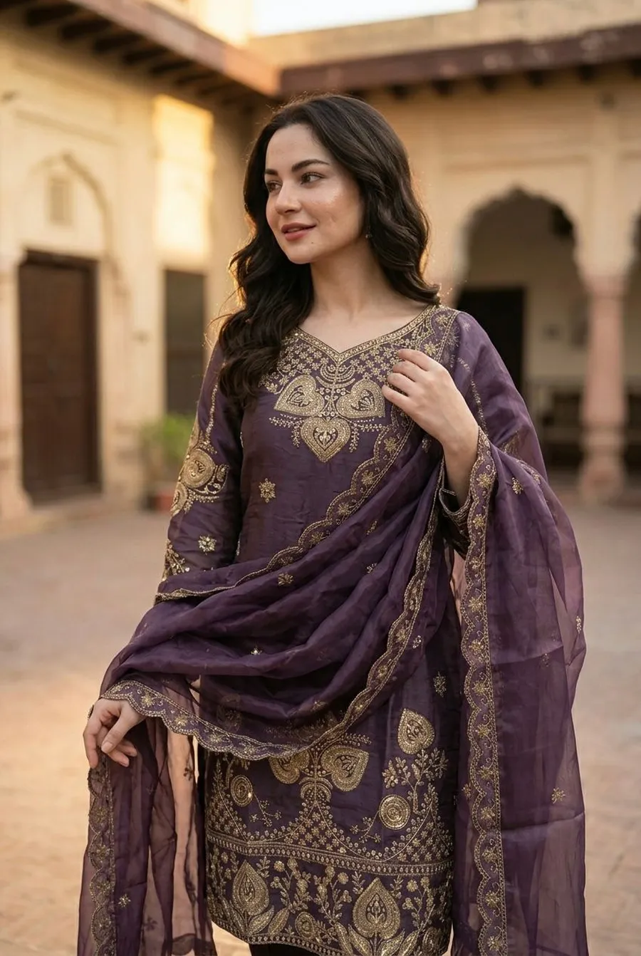 6MODERN GMY SILK EMBROIDERY SEQUENCE WORK TOP BOTTOM WITH DUPATTA FESTIVE WEAR WHOLESALE PRICE ETHNIC GARMENT (54)