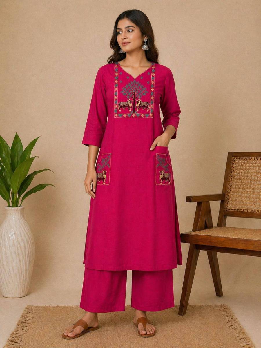 7MODERN COTTON EMBROIDERY WORK TOP PENT SET FESTIVE WEAR WHOLESALE PRICE ETHNIC GARMENT (30)