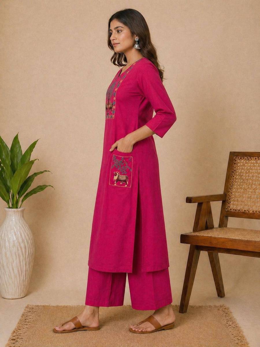 7MODERN COTTON EMBROIDERY WORK TOP PENT SET FESTIVE WEAR WHOLESALE PRICE ETHNIC GARMENT (31)