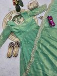 7MODERN FENDY SILK EMBROIDERY SEQUENCE WORK GOWN BOTTOM WITH DUPATTA FESTIVE WEAR WHOLESALE PRICE ETHNIC GARMENT (11)