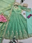 7MODERN FENDY SILK EMBROIDERY SEQUENCE WORK GOWN BOTTOM WITH DUPATTA FESTIVE WEAR WHOLESALE PRICE ETHNIC GARMENT (11)
