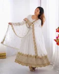 8DESIGNER GEORGETTE EMBROIDERY SEQUENCE WORK GOWN WITH DUPATTA FESTIVE WEAR WHOLESALE PRICE ETHNIC GARMENT (7)