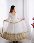 8DESIGNER GEORGETTE EMBROIDERY SEQUENCE WORK GOWN WITH DUPATTA FESTIVE WEAR WHOLESALE PRICE ETHNIC GARMENT (7)