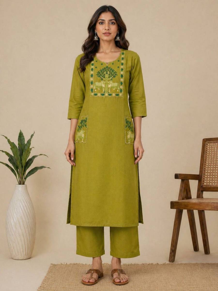 8MODERN COTTON EMBROIDERY WORK TOP PENT SET FESTIVE WEAR WHOLESALE PRICE ETHNIC GARMENT (38)