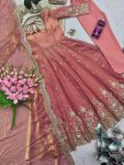 8MODERN FENDY SILK EMBROIDERY SEQUENCE WORK GOWN BOTTOM WITH DUPATTA FESTIVE WEAR WHOLESALE PRICE ETHNIC GARMENT (16)