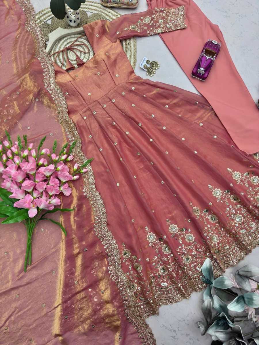8MODERN FENDY SILK EMBROIDERY SEQUENCE WORK GOWN BOTTOM WITH DUPATTA FESTIVE WEAR WHOLESALE PRICE ETHNIC GARMENT (17)