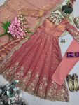 8MODERN FENDY SILK EMBROIDERY SEQUENCE WORK GOWN BOTTOM WITH DUPATTA FESTIVE WEAR WHOLESALE PRICE ETHNIC GARMENT (16)