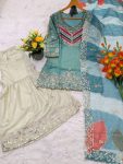8MODERN SATIN SILK SEQUENCE CODING EMBROIDERY WORK TOP PALAZZO WITH DUPATTA WEDDING WEAR WHOLESALE PRICE ETHNIC GARMENT (18)