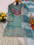 8MODERN SATIN SILK SEQUENCE CODING EMBROIDERY WORK TOP PALAZZO WITH DUPATTA WEDDING WEAR WHOLESALE PRICE ETHNIC GARMENT (18)