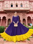 DESIGNER FAUX GEORGETTE EMBROIDERY WORK GOWN PURPLE