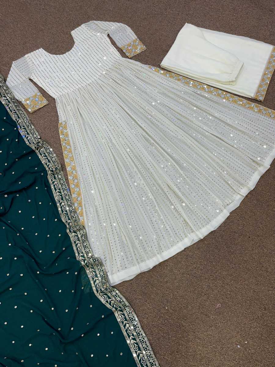ATTRACTIVE GEORGETTE EMBROIDERY SEQUENCE WORK KURTI PALAZZO WITH DUPATTA FESTIVE WEAR WHOLESALE PRICE ETHNIC GARMENT (4)