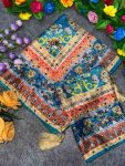 CHINON DIGITAL PRINT WITH MIRROR HANDWORK SAREE WITH UNSTITCHED BLOUSE PARTY WEAR WHOLESALE PRICE ETHNIC GARMENT (3)