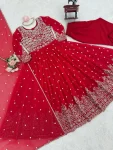 CLASSIC GEORGETTE EMBROIDERY WITH SEQUENCE & THREAD WORK GOWN BOTTOM WITH DUPATTA FESTIVE WEAR WHOLESALE PRICE ETHNIC GARMENT (3)