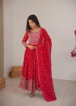 CLASSIC GEORGETTE EMBROIDERY WITH SEQUENCE & THREAD WORK GOWN BOTTOM WITH DUPATTA RANI