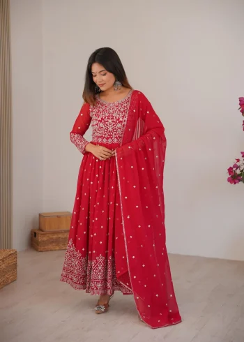 CLASSIC GEORGETTE EMBROIDERY WITH SEQUENCE & THREAD WORK GOWN BOTTOM WITH DUPATTA RANI