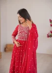 CLASSIC GEORGETTE EMBROIDERY WITH SEQUENCE & THREAD WORK GOWN BOTTOM WITH DUPATTA FESTIVE WEAR WHOLESALE PRICE ETHNIC GARMENT (3)