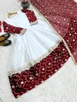 DESIGNER BURBERRY CHIFFON EMBROIDERY SEQUENCE WORK GOWN WITH DUPATTA WEDDING WEAR WHOLESALE PRICE ETHNIC GARMENT (5)