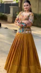 DESIGNER CHINON EMBROIDERY THREAD & SEQUENCE WORK LEHENGA CHOLI WEDDING WEAR WHOLESALE PRICE ETHNIC GARMENT (8)