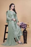 DESIGNER CHINON SILK EMBROIDERY THREAD AND SEQUENCE WORK TOP BOTTOM WITH DUPATTA FESTIVE WEAR WHOLESALE PRICE ETHNIC GARMENT (3)