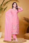DESIGNER CHINON SILK EMBROIDERY THREAD AND SEQUENCE WORK TOP BOTTOM WITH DUPATTA FESTIVE WEAR WHOLESALE PRICE ETHNIC GARMENT (11)
