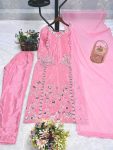 DESIGNER CHINON SILK EMBROIDERY THREAD AND SEQUENCE WORK TOP BOTTOM WITH DUPATTA FESTIVE WEAR WHOLESALE PRICE ETHNIC GARMENT (11)